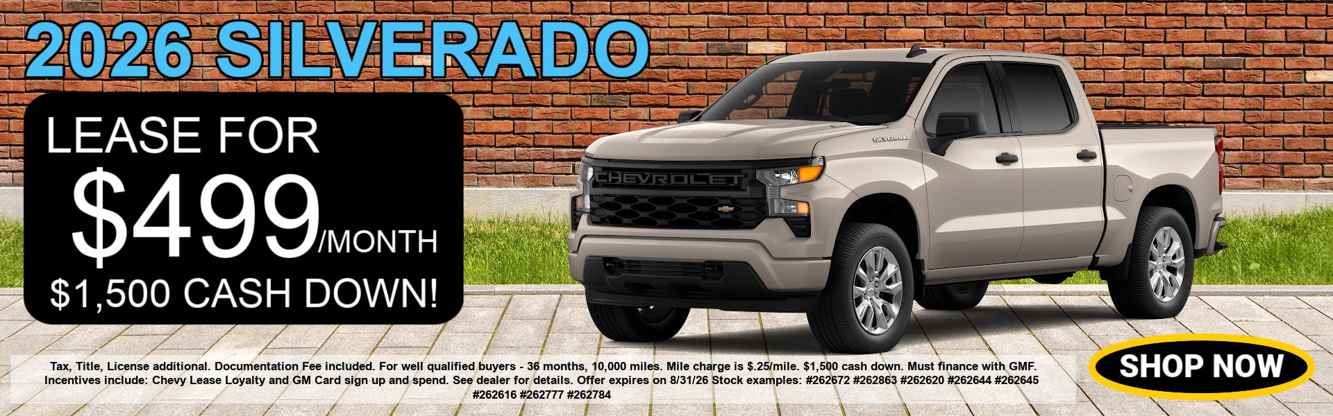 Lease a Silverado for $499.